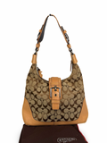 Coach 6824 Soho Signature Brown Shoulder Bag Tan Leather Trim