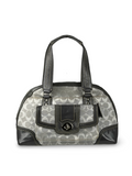 Coach F13977 Hampton Turnlock Signature Grey Monogram Dome Shoulder Bag Leather Trim