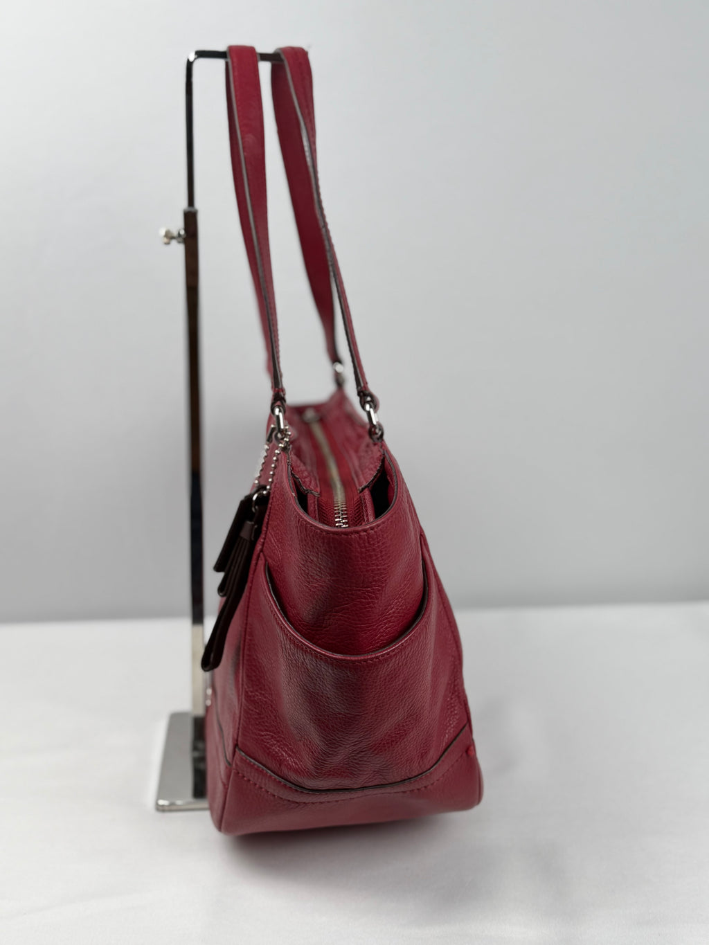 Coach F23284 Pink/Red Pebbled Leather Shoulder Bag