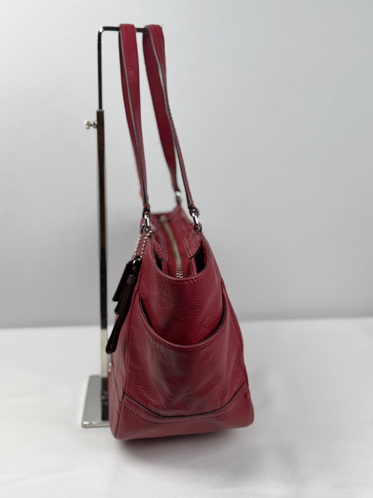 Coach F23284 Pink/Red Pebbled Leather Shoulder Bag