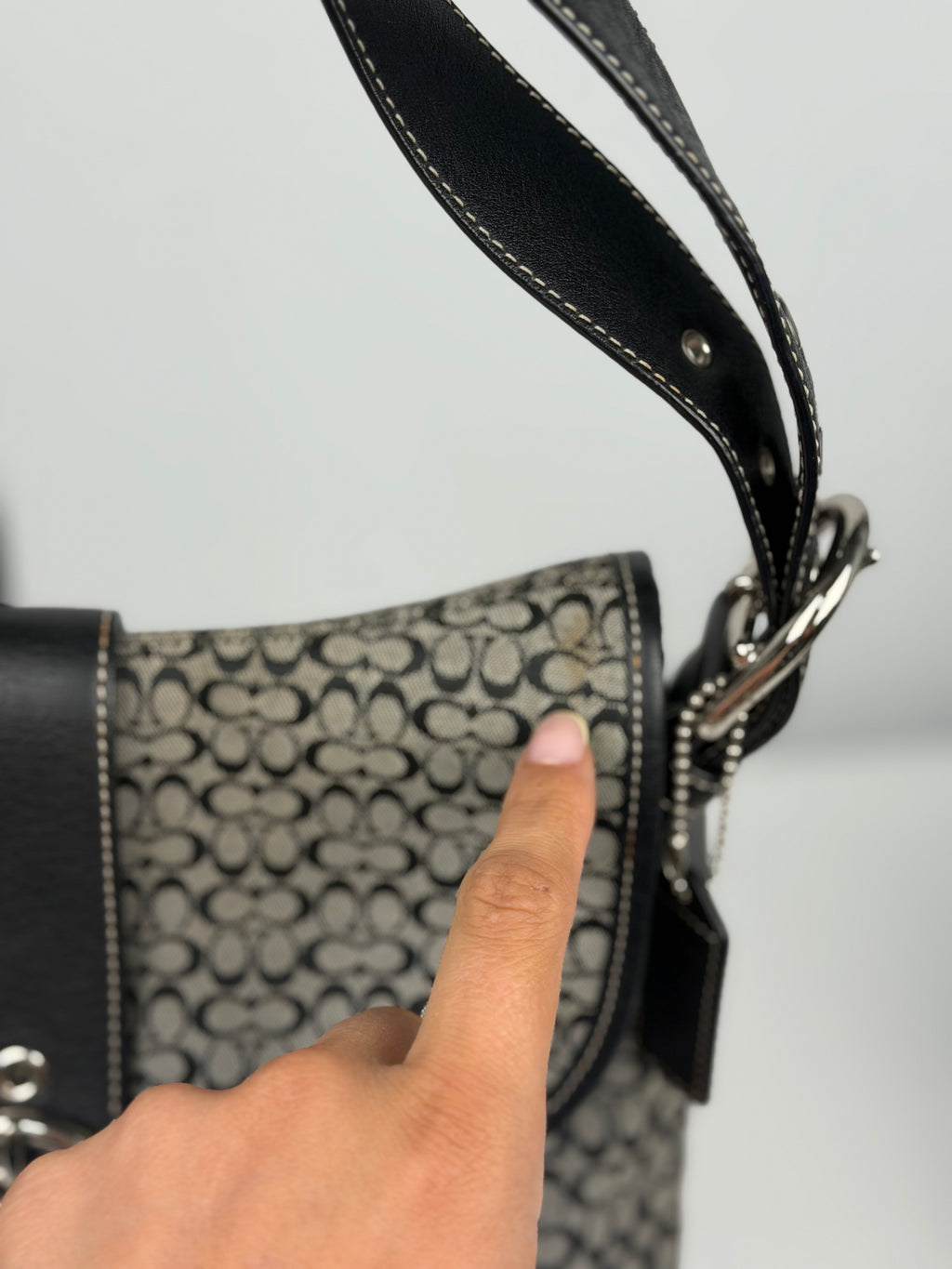 Coach 6376 Soho Signature Black/Grey Monogram Crossbody Shoulder Bag
