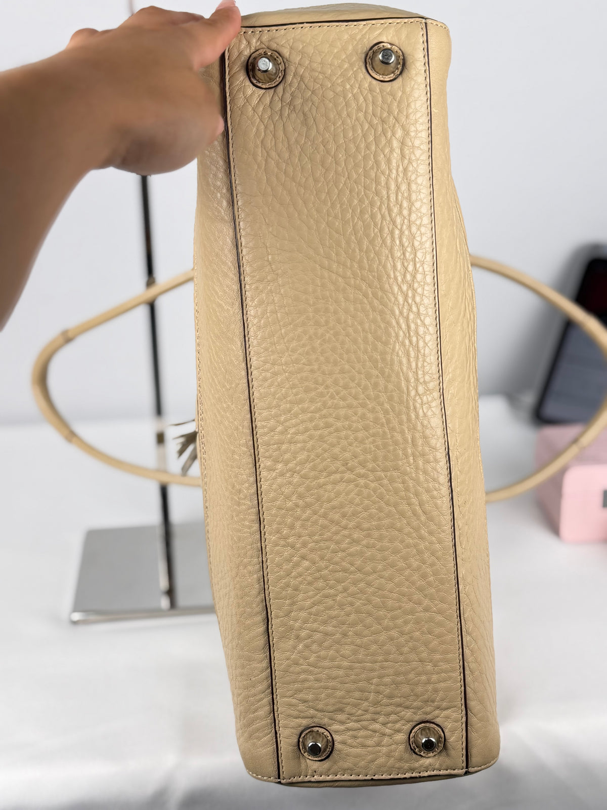 Coach 13087 Hampton Clip Cream Pebbled Leather Shoulder Bag