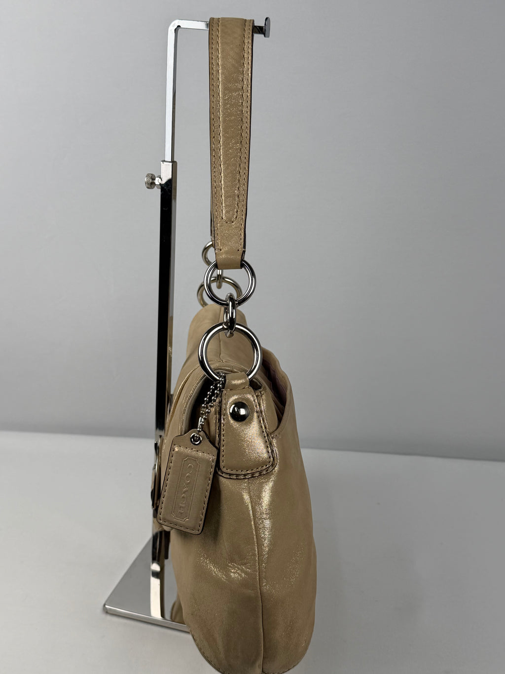 Coach F17217 Soho Beige Glitter Leather Shoulder Bag