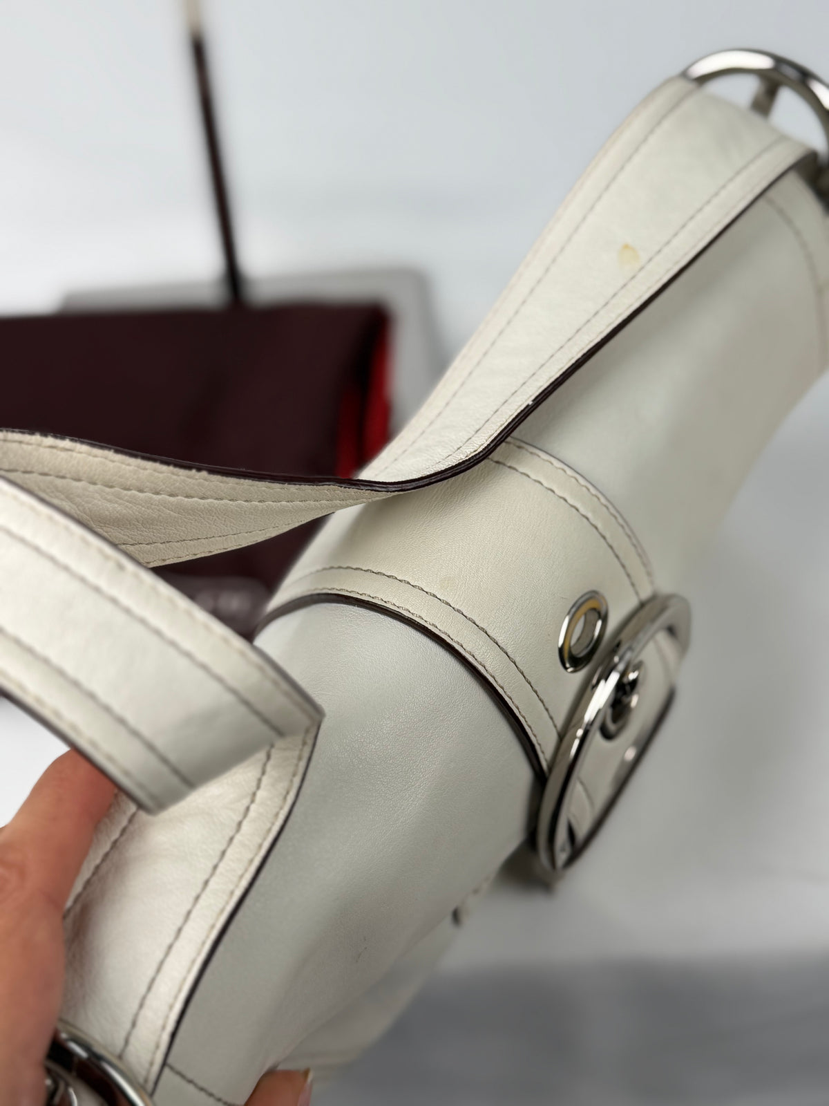Coach 8A05 Soho White Leather Shoulder Bag