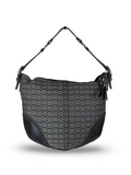 Coach 1461 Black and Grey Signature Monogram Hobo Shoulder Bag Leather Trim