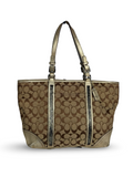 Coach 8K52 Signature Brown Monogram Shoulder Bag Leather Trim