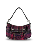 Coach 14366 Poppy Tartan Pink/Purple/Black Shoulder Bag Leather Trim