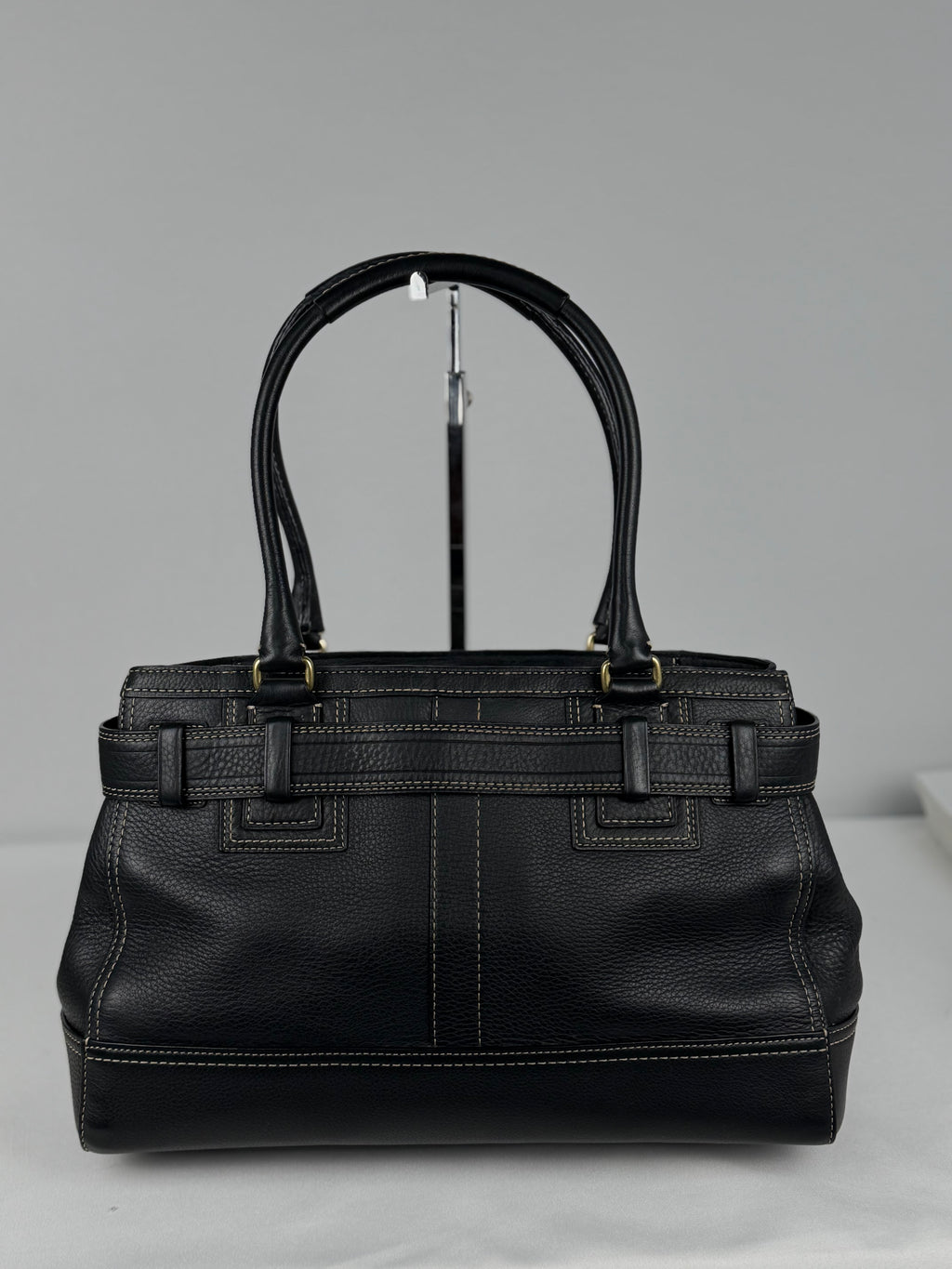 Coach F10213 Hampton Clip Black Pebbled Leather Shoulder Bag