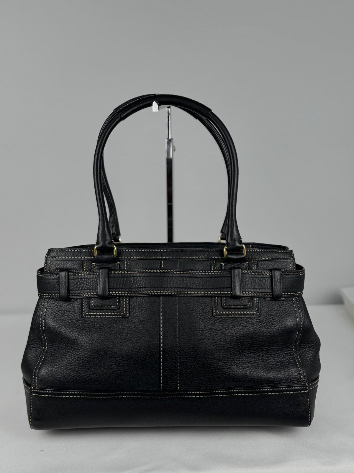 Coach F10213 Hampton Clip Black Pebbled Leather Shoulder Bag
