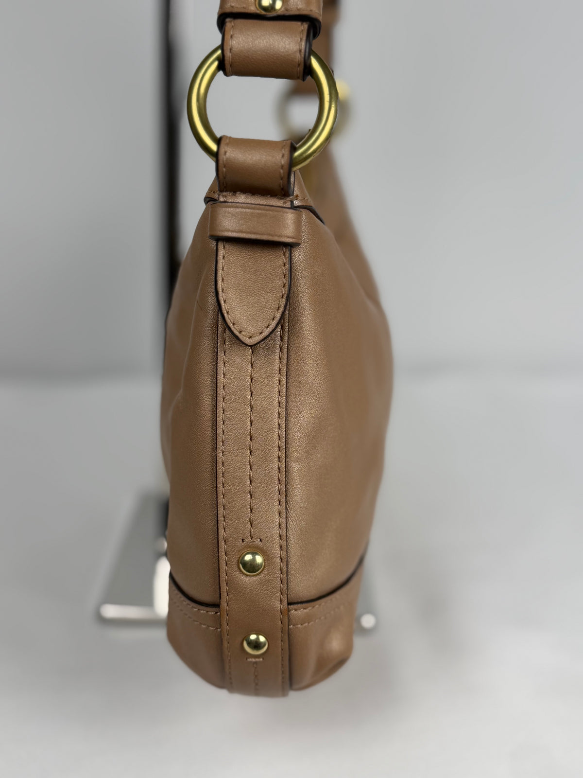 Coach F24404 Brown/Bronze Leather Shoulder Bag