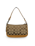 Coach 6094 Signature Brown Monogram Shoulder Bag Leather Trim