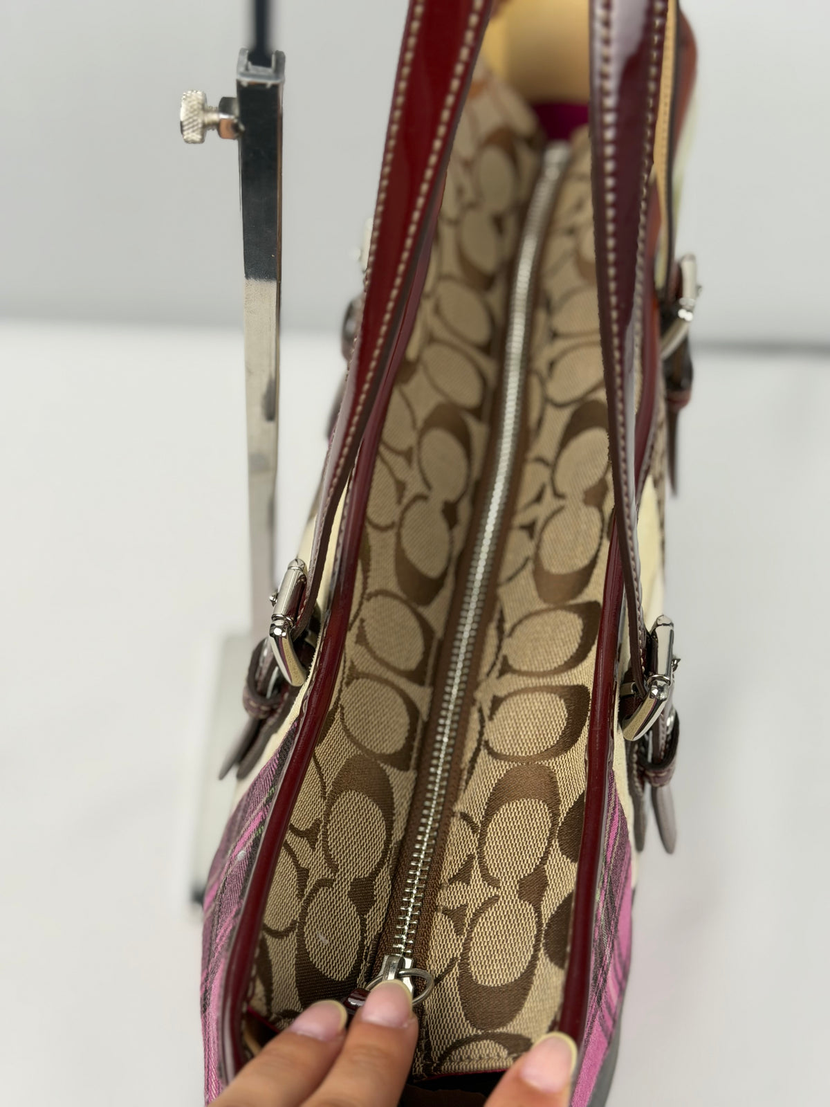 Coach 1437 Rare Patchwork Pink Multi Coloured Suede/Canvas/Leather Gallery Tote Shoulder Bag