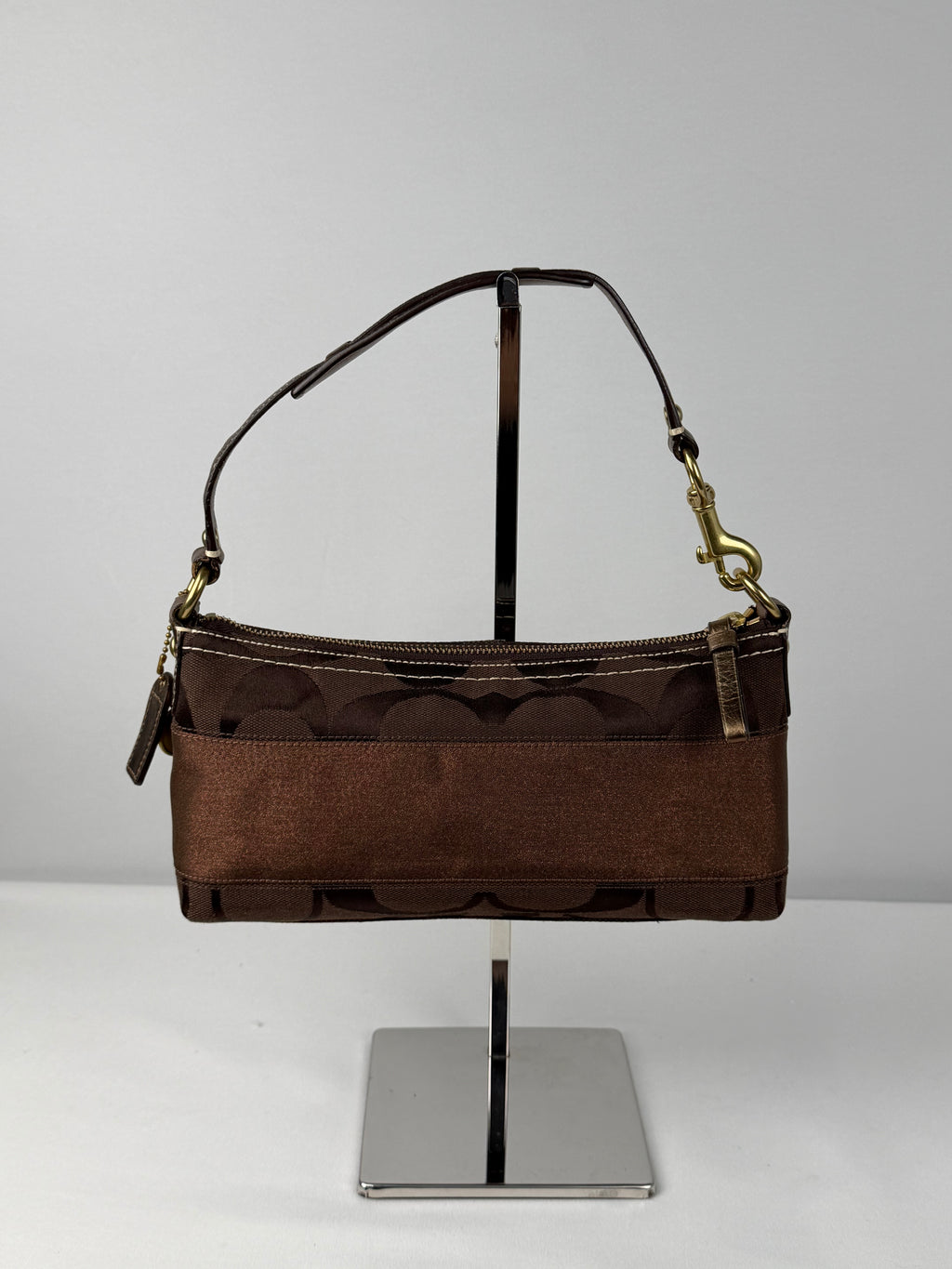Coach 11096 Signature Brown Monogram Baguette Shoulder Bag