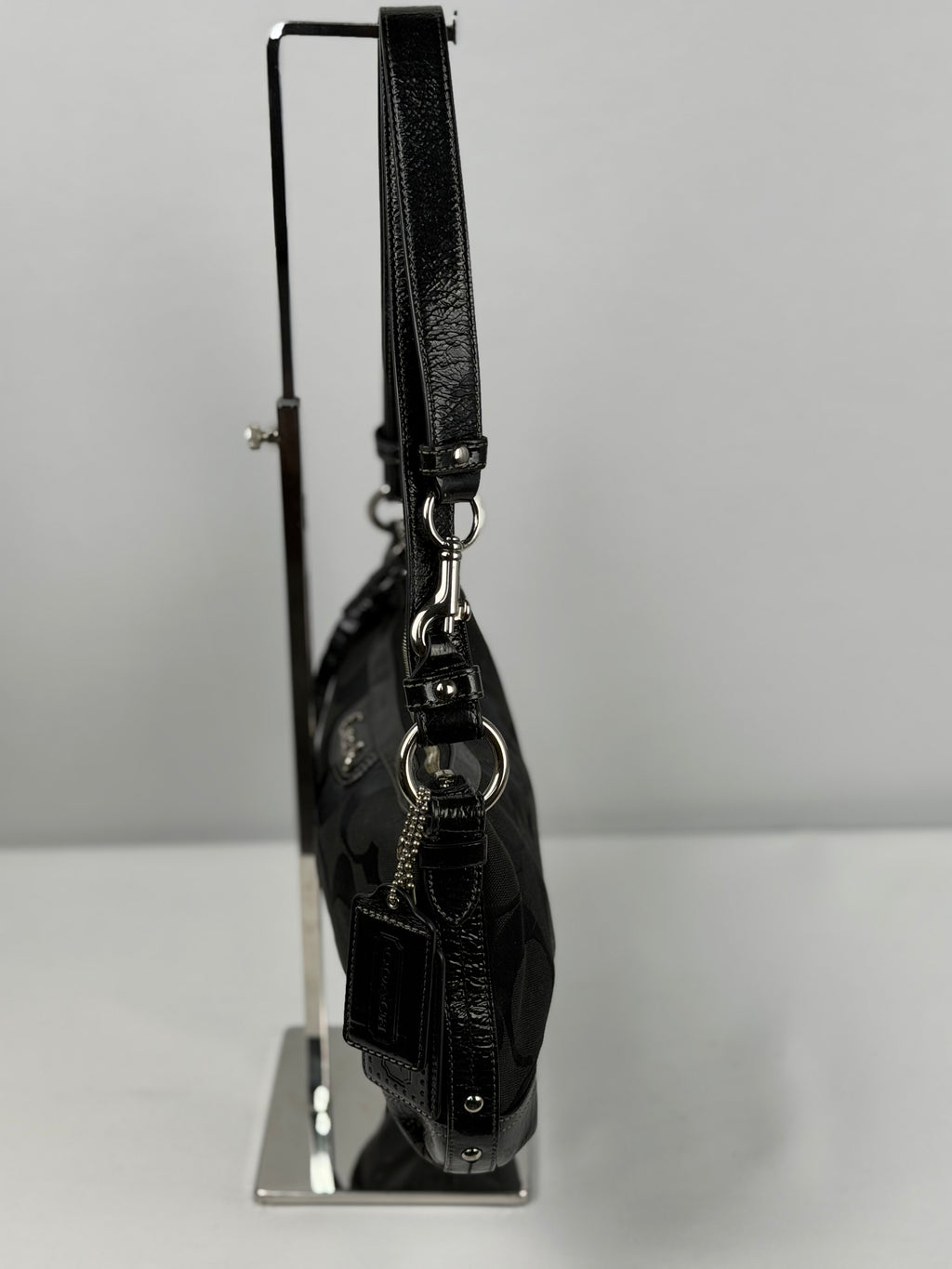 Coach F19731 Signature Black Monogram Shoulder bag Patent Leather Trim