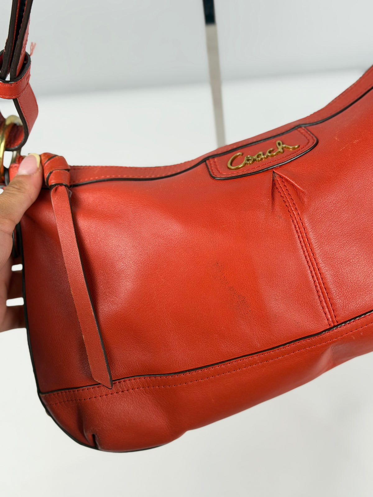 Coach F24404 Red/Orange Leather Shoulder Bag