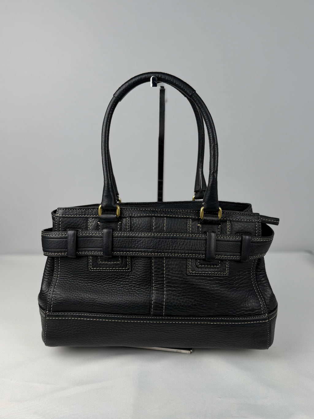 Coach F10212 Hampton Clip Black Pebbled Leather Shoulder Bag