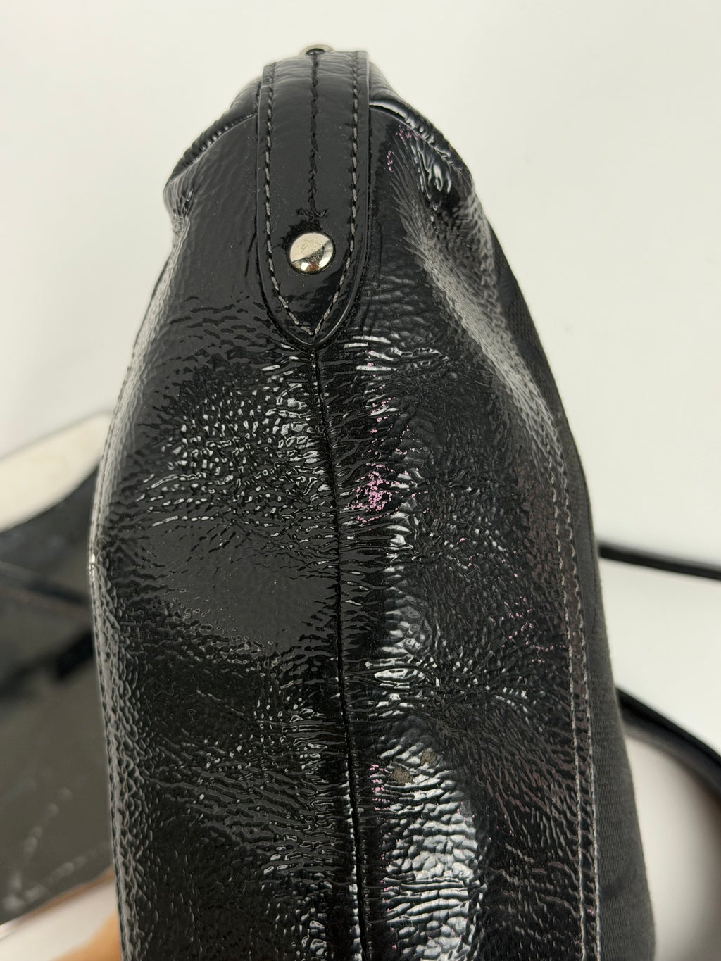 Coach F19731 Signature Black Monogram Shoulder bag Patent Leather Trim
