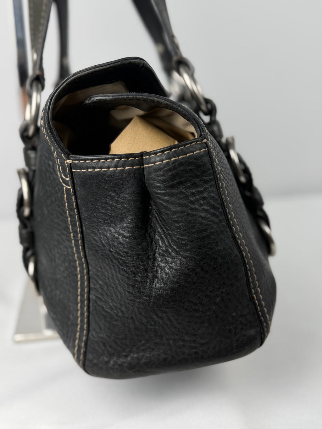 Coach F12334 Chelsea Turnlock Black Pebbled Leather Shoulder Bag