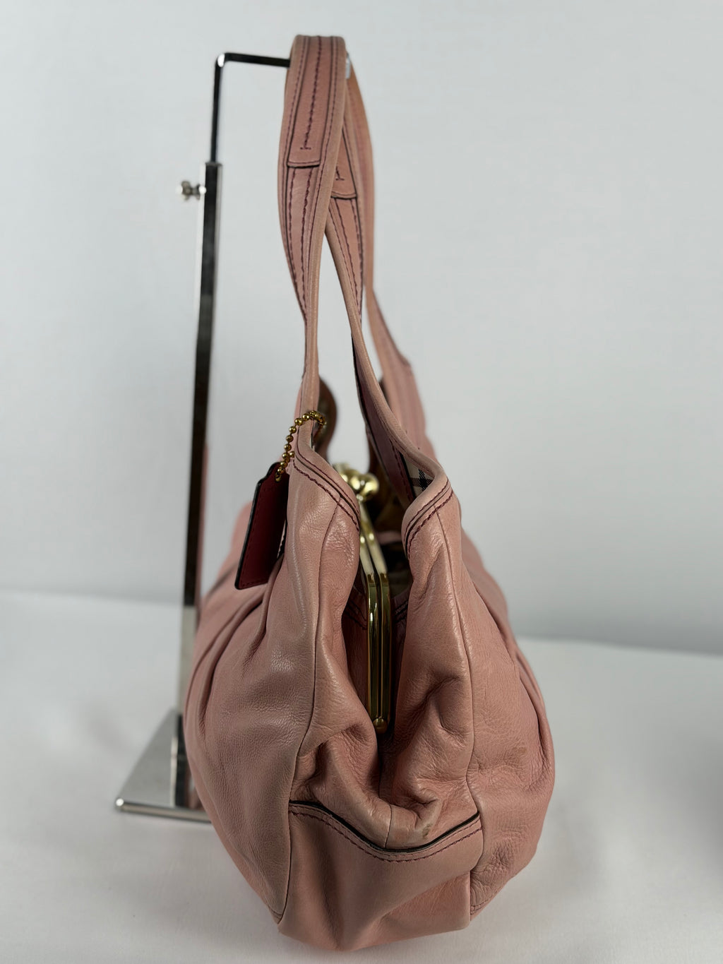 Coach 12248 Ergo Kisslock Baby Pink Leather Shoulder Bag