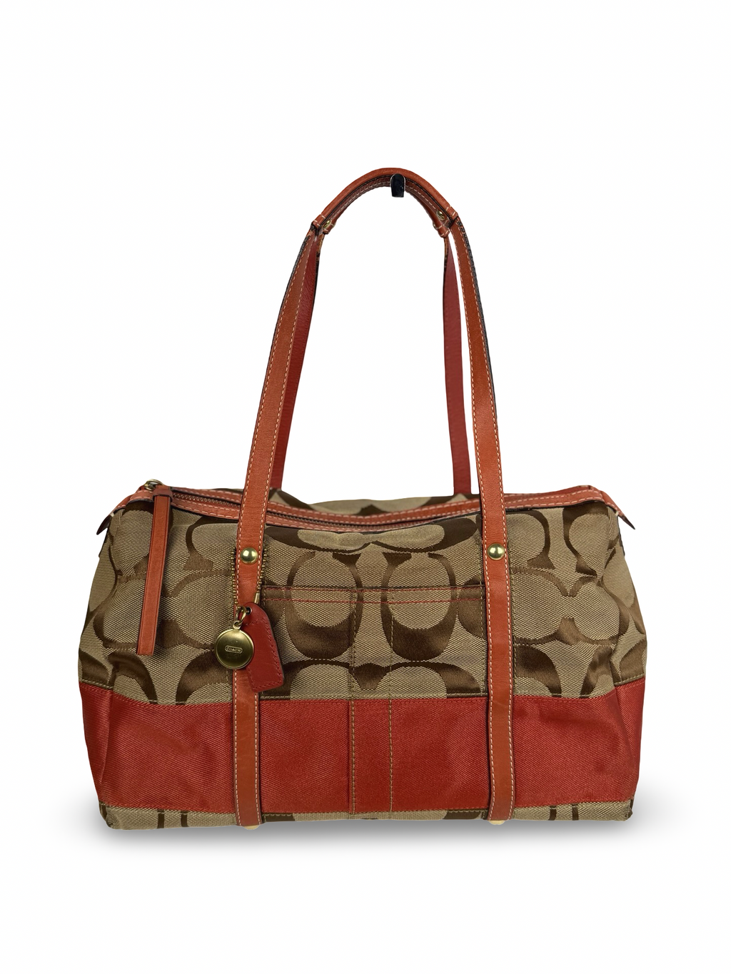 Coach F11102 Boston Signature Brown Monogram Shoulder Bag