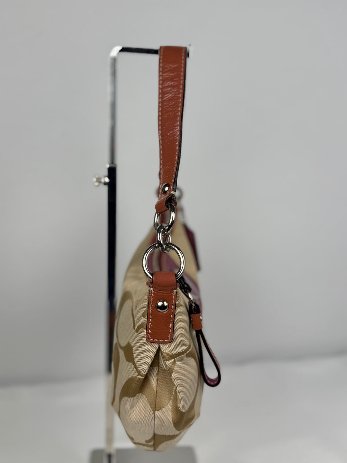 Coach F15111 Beige/Purple Monogram Shoulder Bag