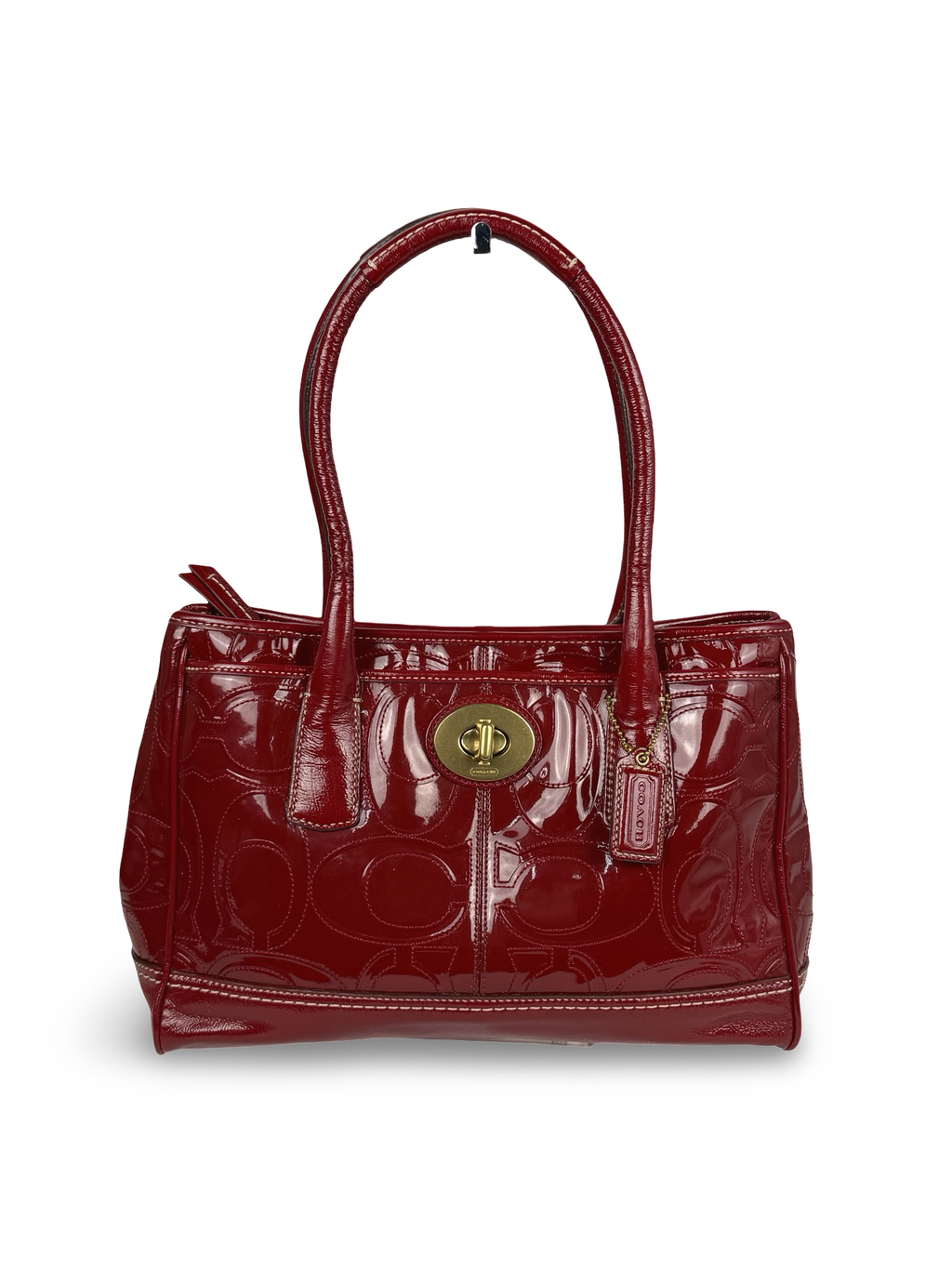 Coach 12449 Madeline Red Monogram Patent Leather Shoulder Bag