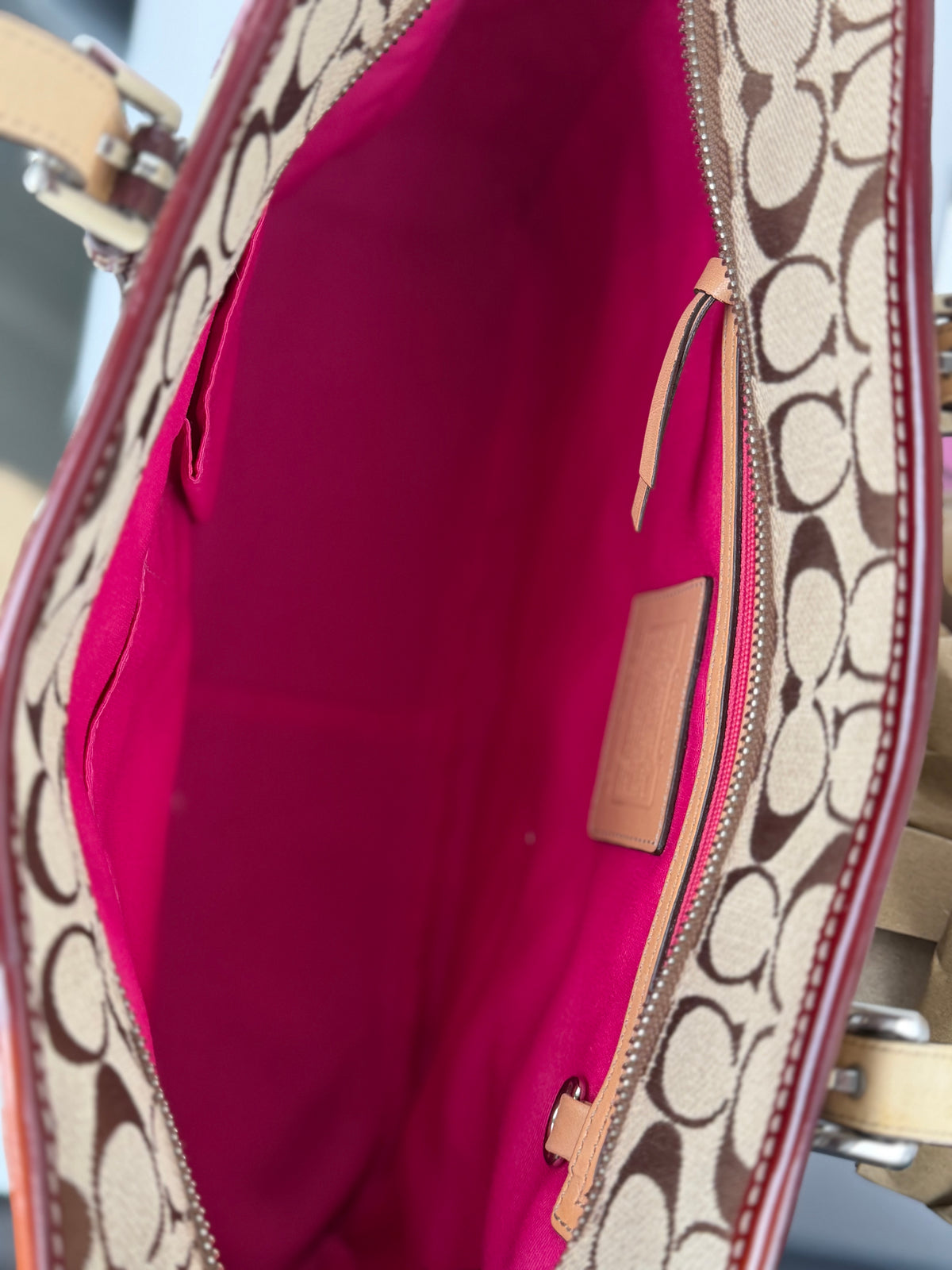 Coach 1437 Rare Patchwork Pink Multi Coloured Suede/Canvas/Leather Gallery Tote Shoulder Bag