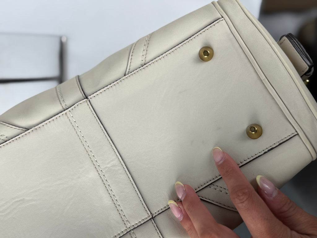 Coach 10048 Mia White/Cream Leather Double Pocket Soho Shoulder Bag