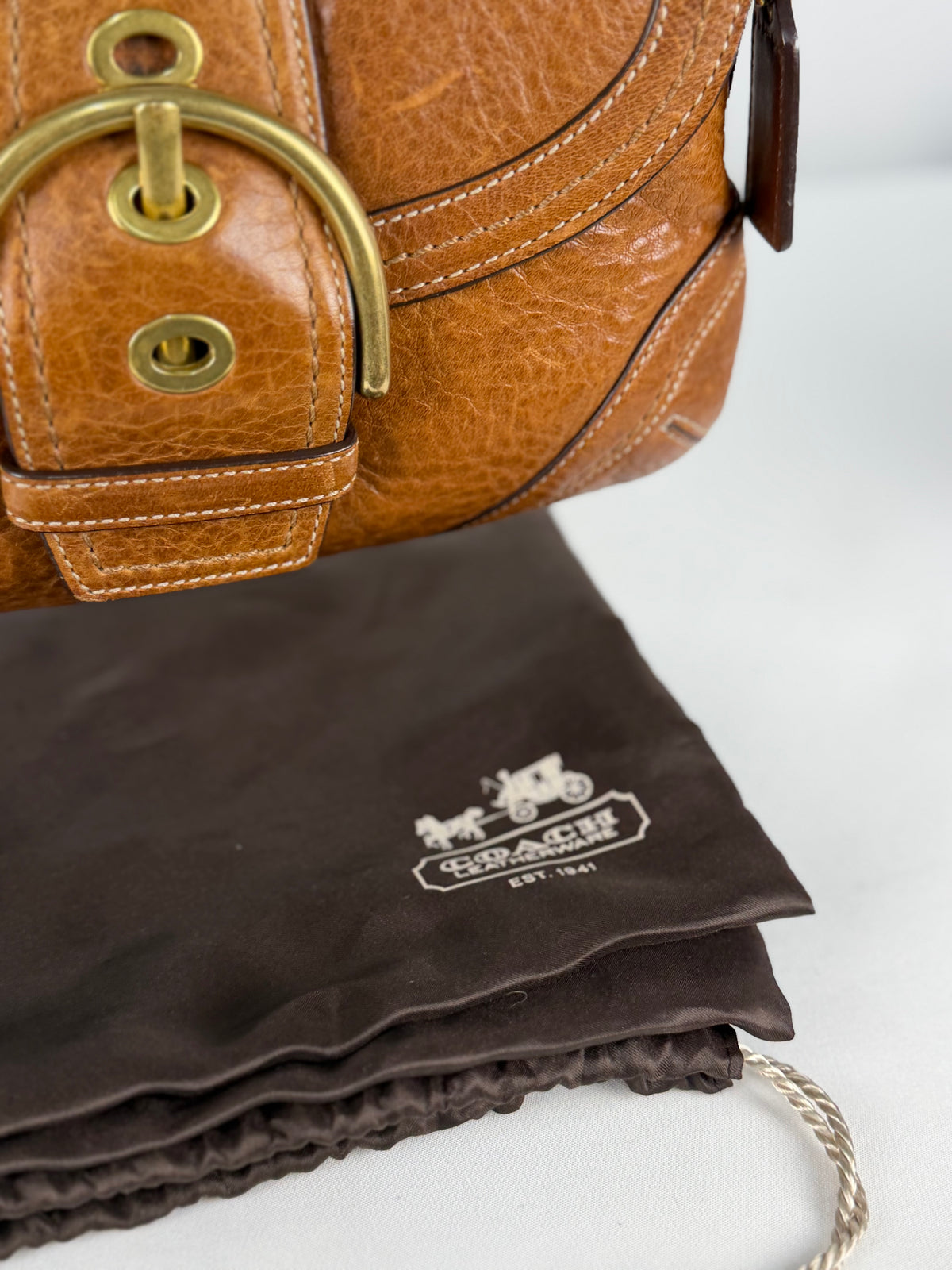Coach 10317 Soho Rare Brown Pebbled Leather Shoulder Bag with dustbag