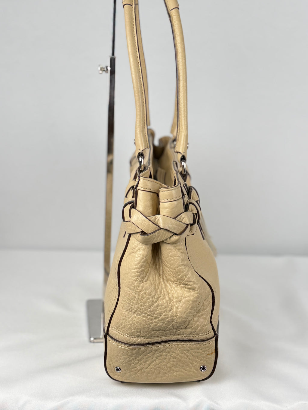 Coach 13087 Hampton Clip Cream Pebbled Leather Shoulder Bag