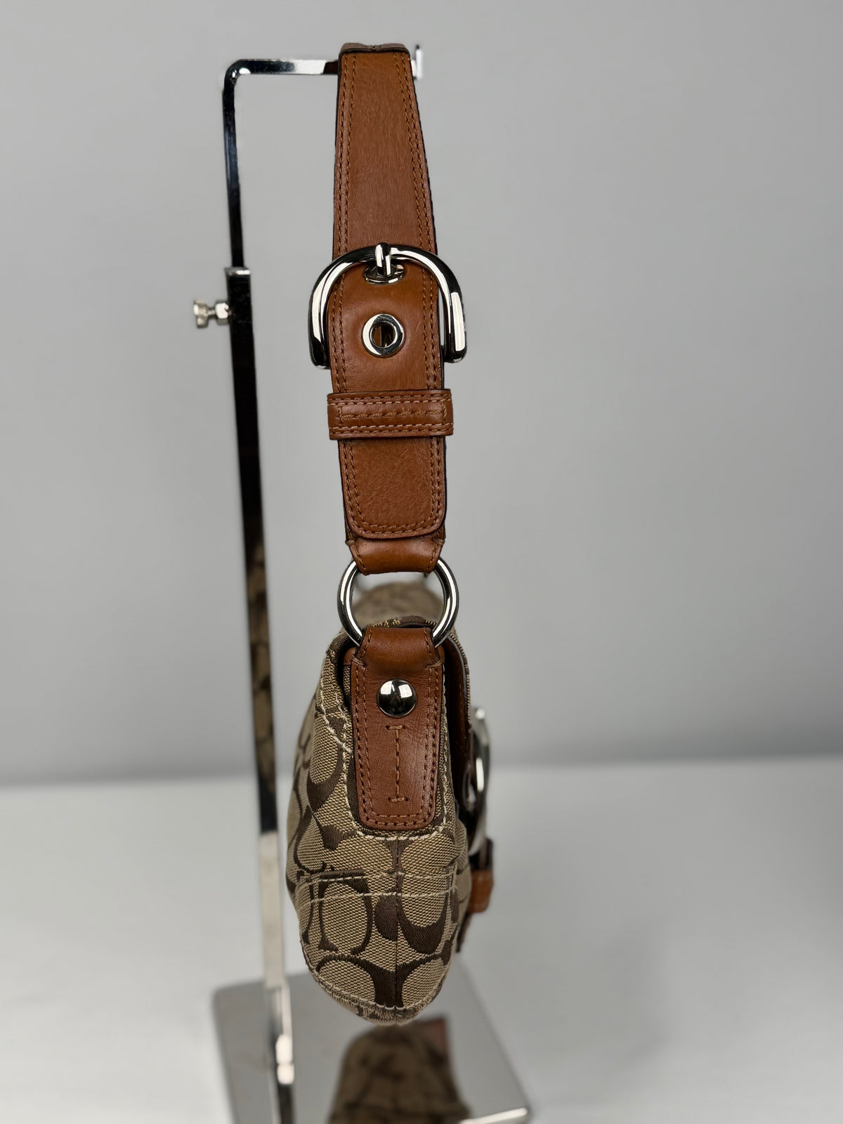 Coach 11860 Soho Signature Brown Monogram Shoulder Bag Brown Leather Trim