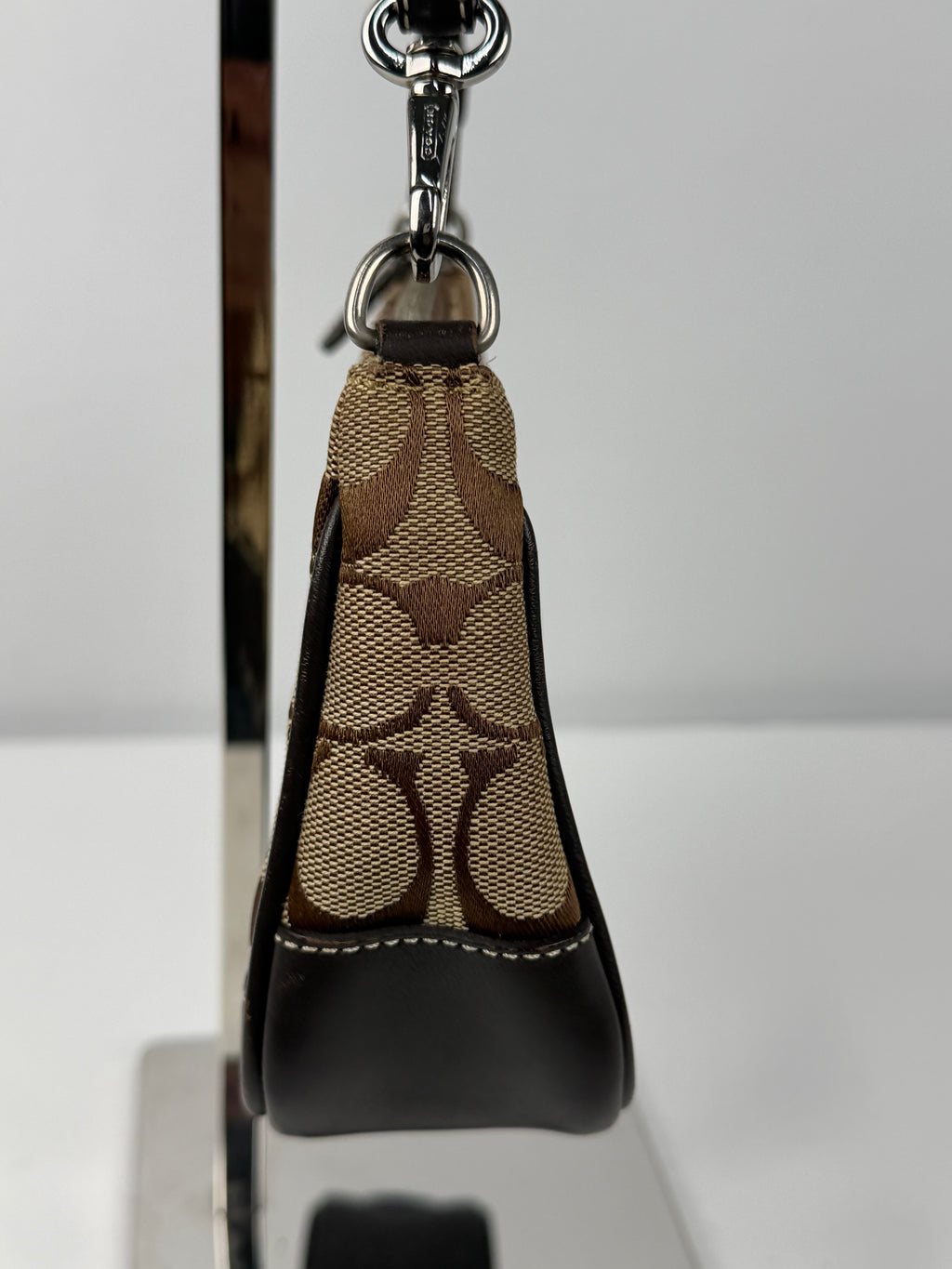 Coach 6094 Demi Signature Brown Monogram Shoulder Bag Leather Trim