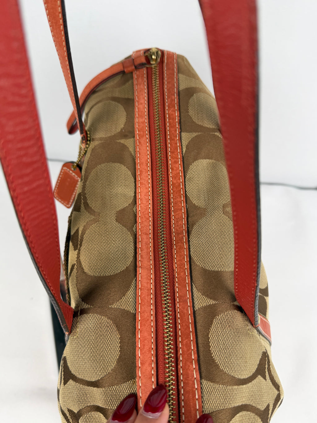 Coach F11102 Boston Signature Brown Monogram Shoulder Bag