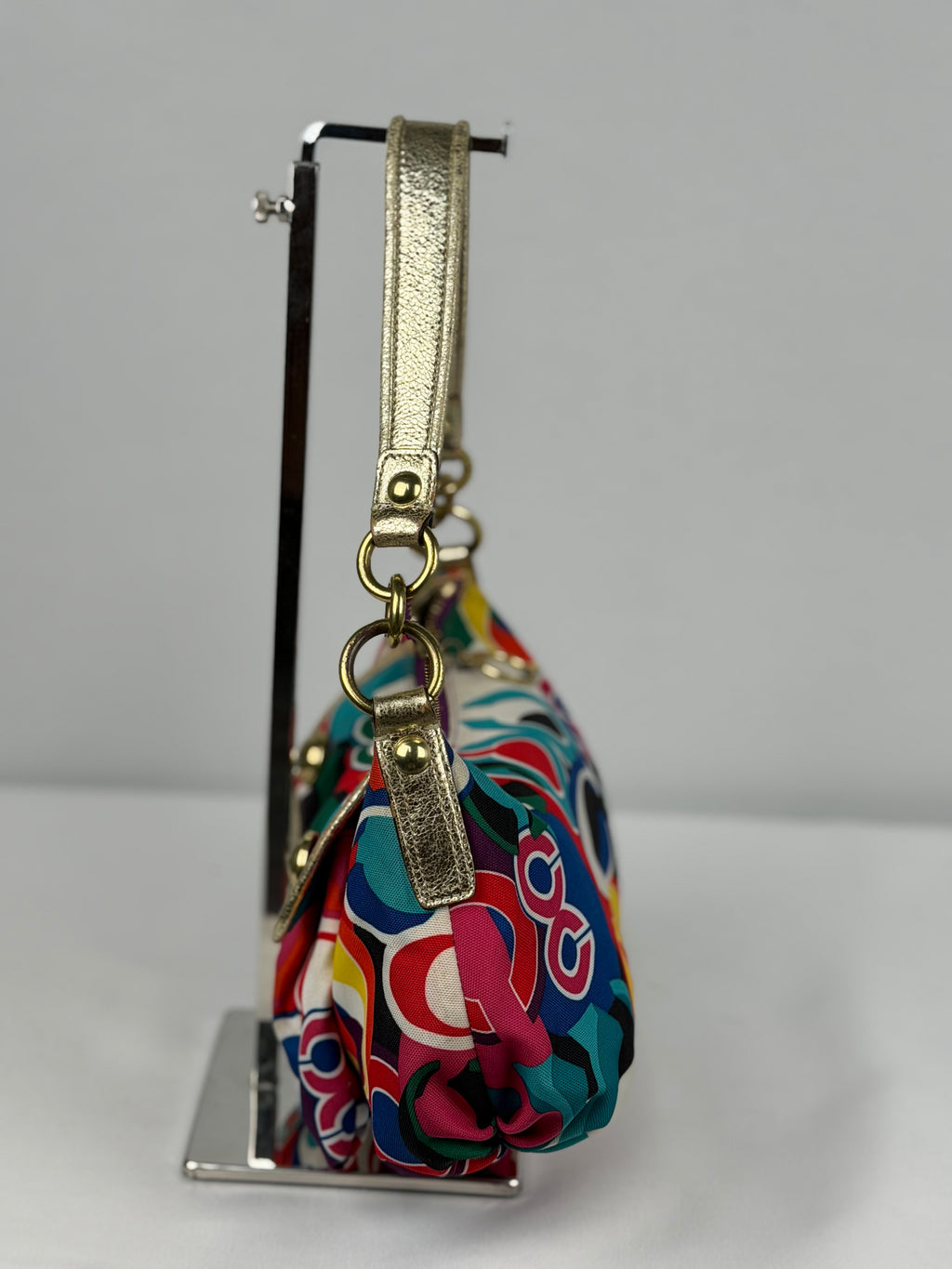 Coach 13834 Poppy Funky Multicolour Shoulder Bag Leather Trim