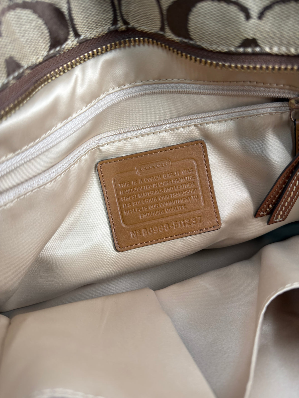 Coach 11237 Gallery Tote Signature Brown Monogram Shoulder Bag Leather Trim