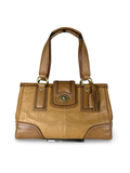 Coach 11330 Hampton Turnlock Flap Brown/Tan Leather Shoulder Bag