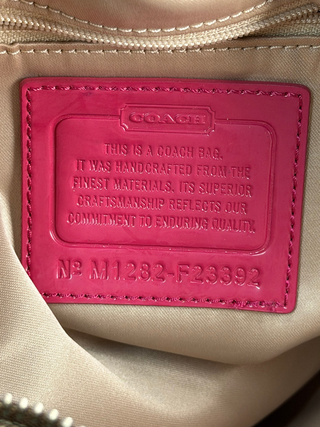 Coach F23392 Daisy Signature Brown Monogram Double Pocket Shoulder Bag Pink Leather Trim