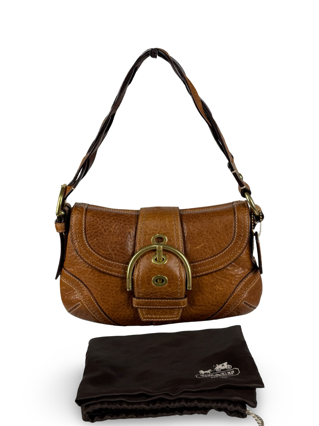 Coach 10317 Soho Rare Brown Pebbled Leather Shoulder Bag with dustbag