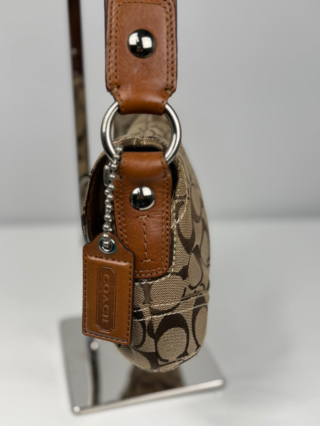Coach 11860 Soho Signature Brown Monogram Shoulder Bag Brown Leather Trim
