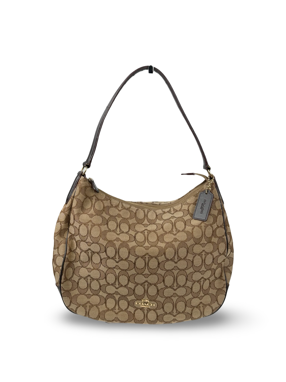 Coach F29959 Signature Brown Monogram Shoulder Bag Brown Leather Trim