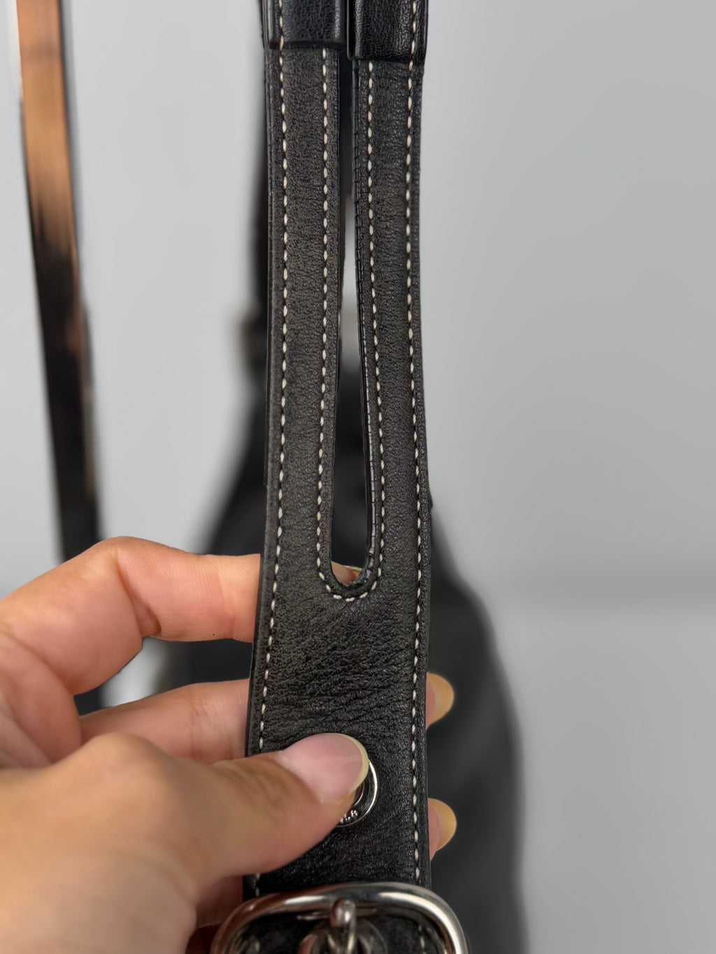 Coach 1417 East West Hobo Black Pebbled Leather Shoulder Bag