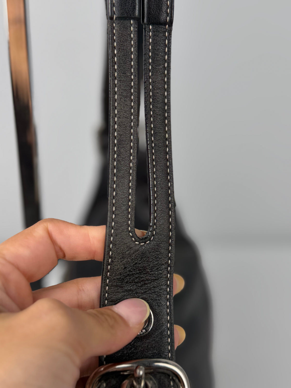 Coach 1417 East West Hobo Black Pebbled Leather Shoulder Bag