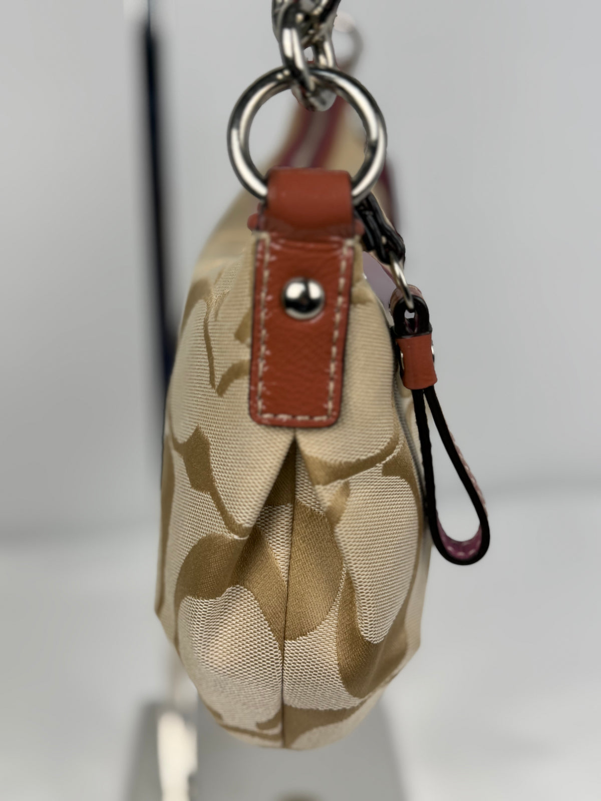 Coach F15111 Beige/Purple Monogram Shoulder Bag