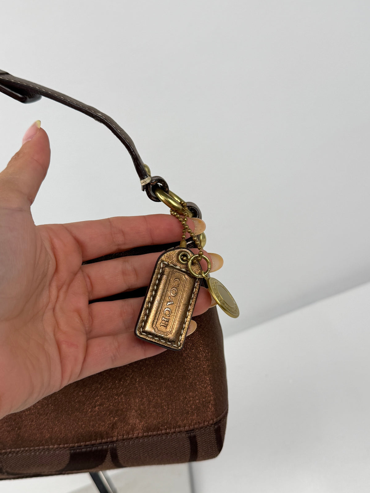 Coach 11096 Signature Brown Monogram Baguette Shoulder Bag