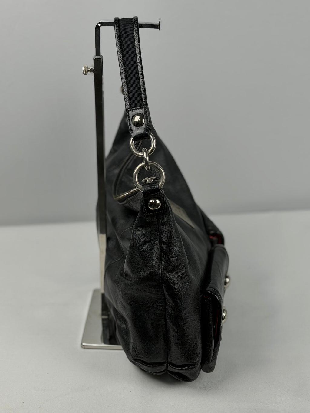 Coach 14561 Poppy Black Leather Double Pocket Shoulder Bag