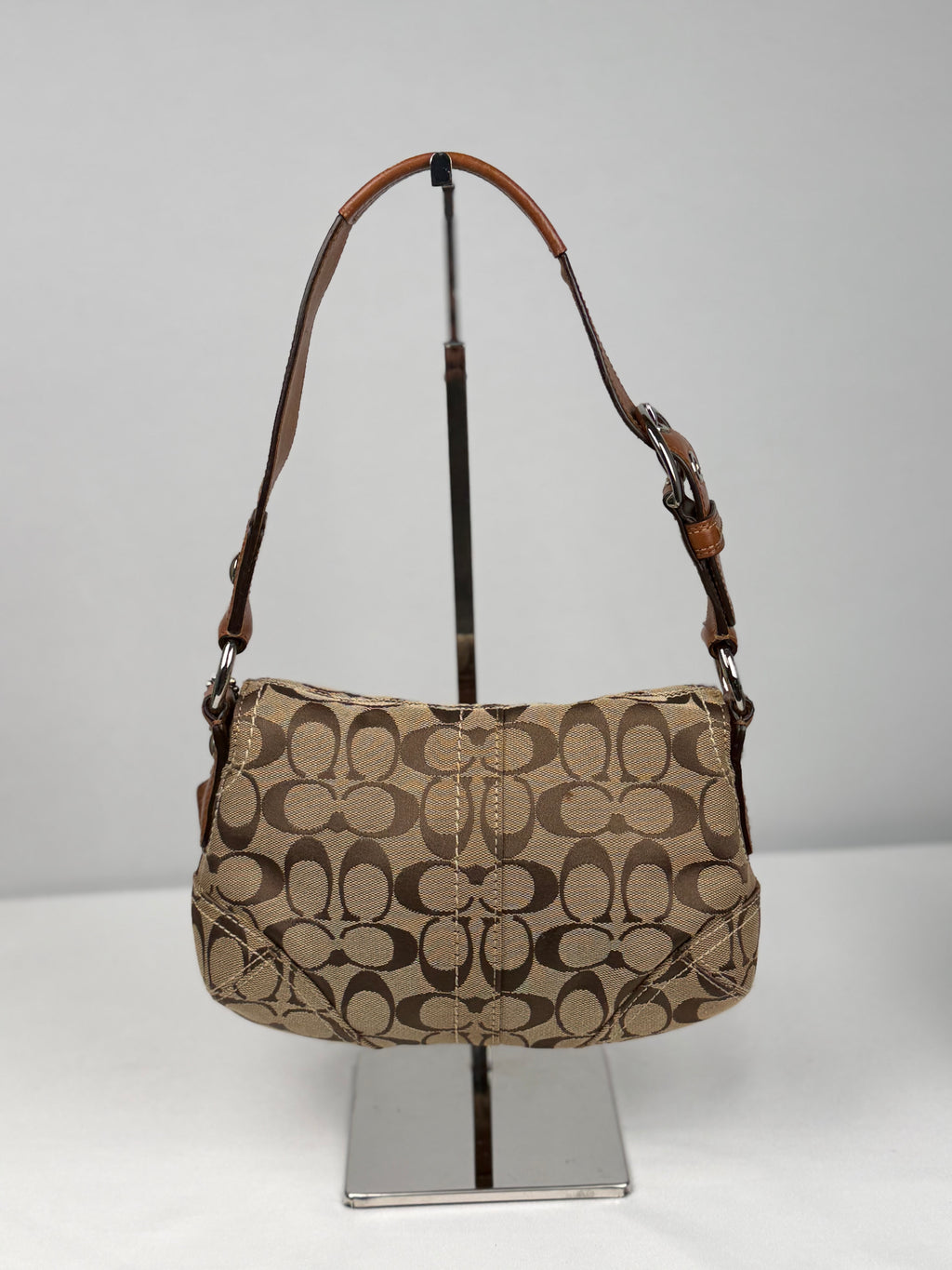Coach 11860 Soho Signature Brown Monogram Shoulder Bag Brown Leather Trim