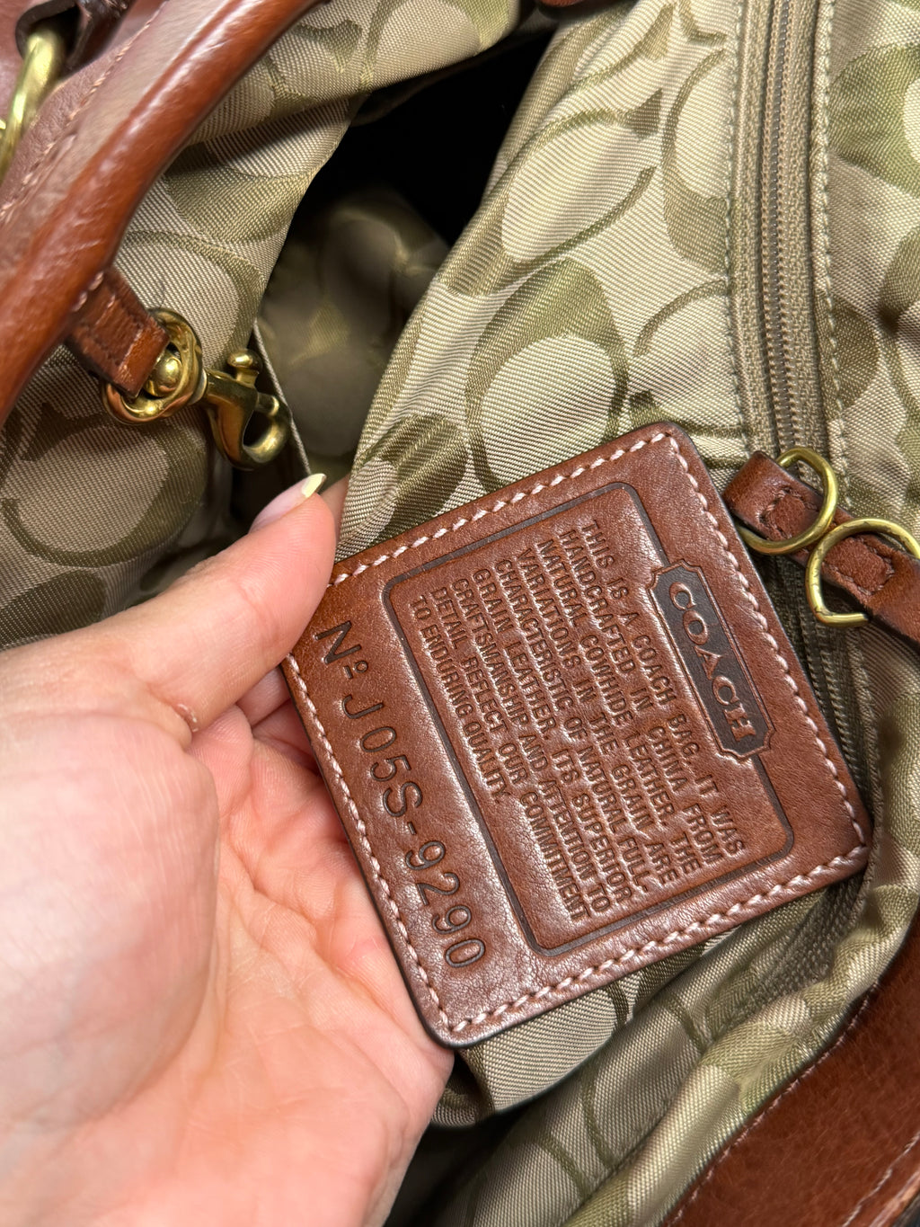 Coach 9290 Rare Hampton Clip Brown Leather Shoulder Bag Braided Detail