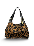 Coach 15555 Madison Maggie RARE Brown Leopard Print Shoulder Bag Leather Trim