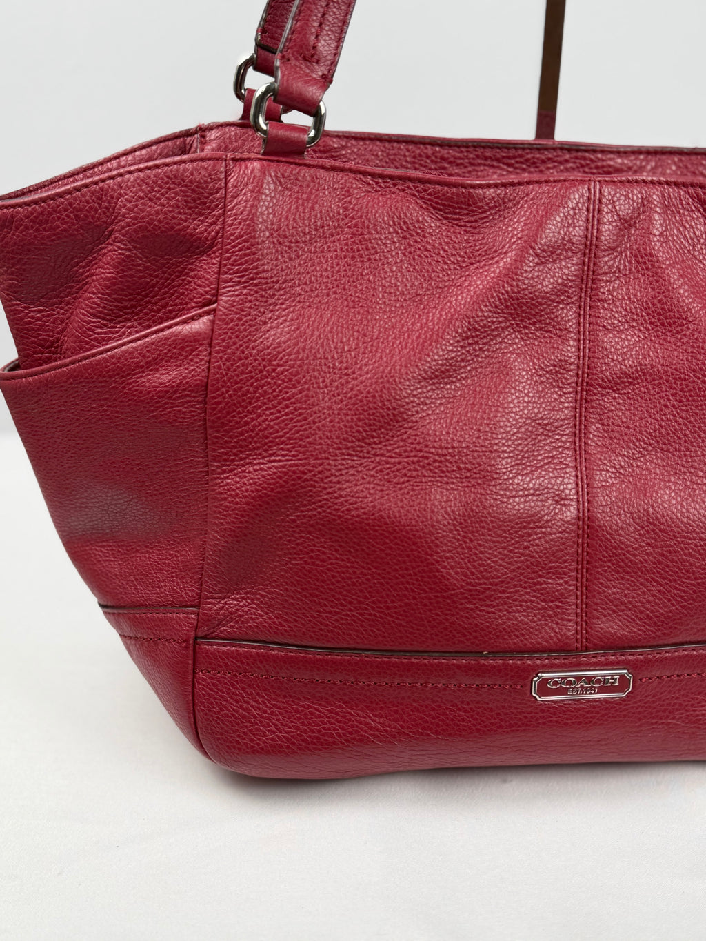 Coach F23284 Pink/Red Pebbled Leather Shoulder Bag