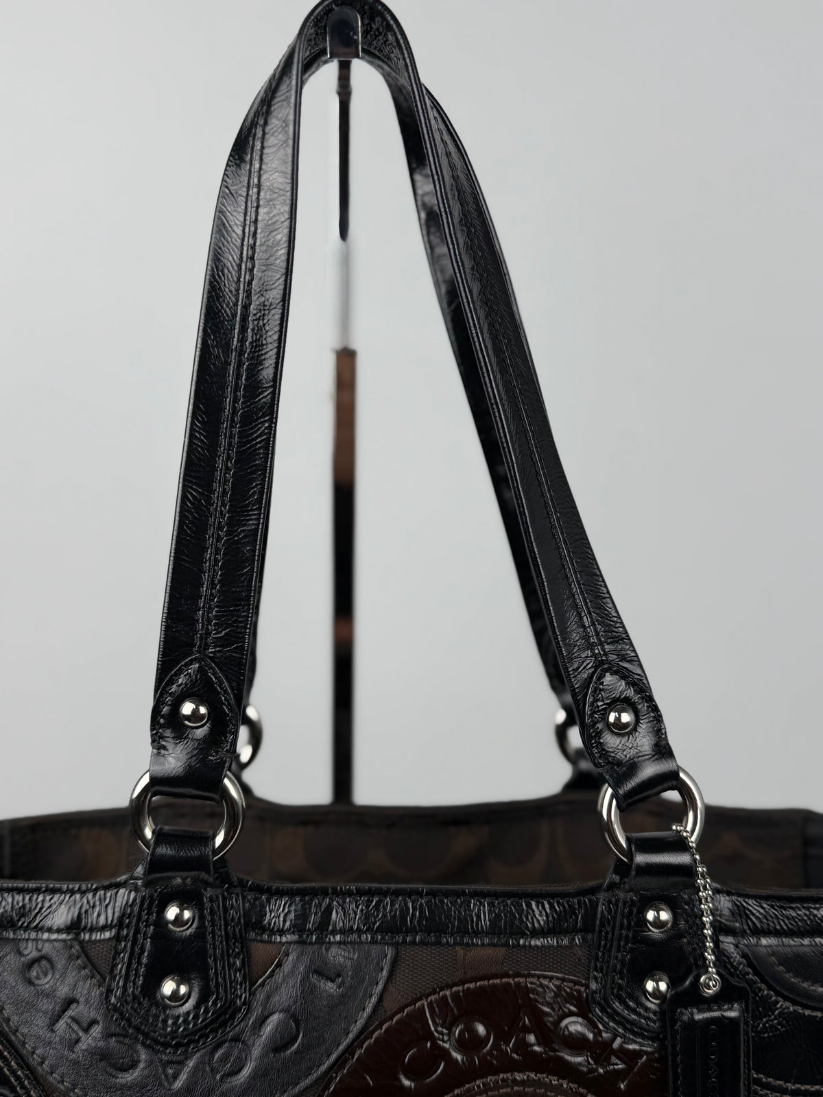 Coach F15466 Patchwork Brown Leather/Suede/Canvas Shoulder Bag